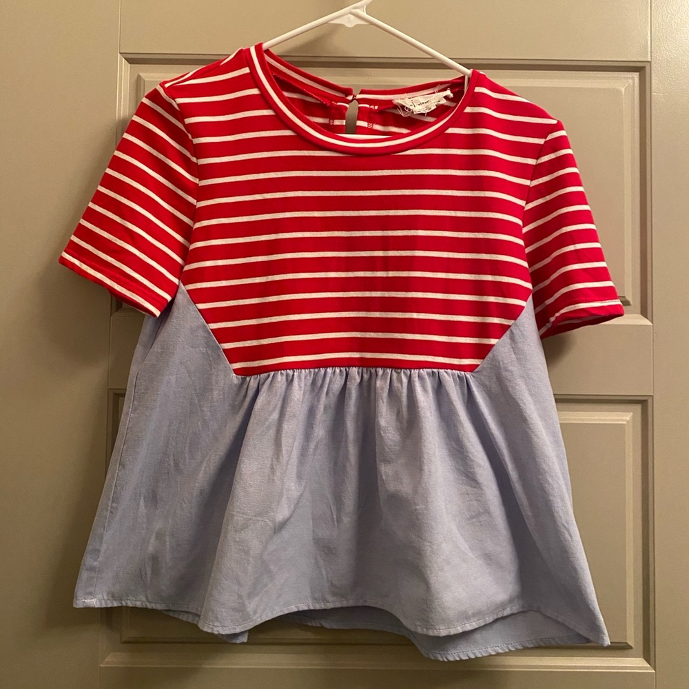 Anthropologie Red/white/blue top